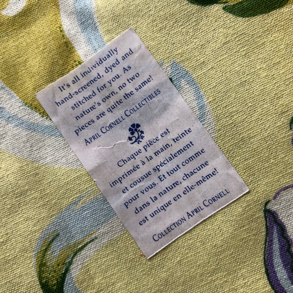 Vintage yet New NWT April Cornell square 54” x 54” yellow blue floral tablecloth - Picture 5 of 6